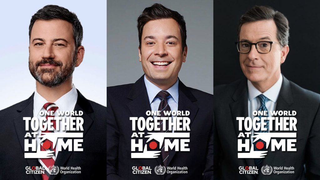 Kimmel, Fallon, and Colbert will host One World: Together at Home