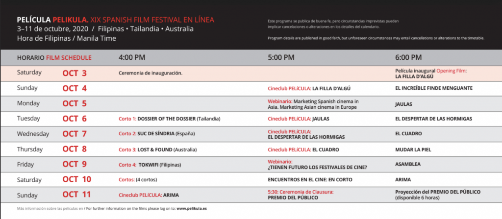 19th PELÍCULA-Spanish Film Fest now ongoing